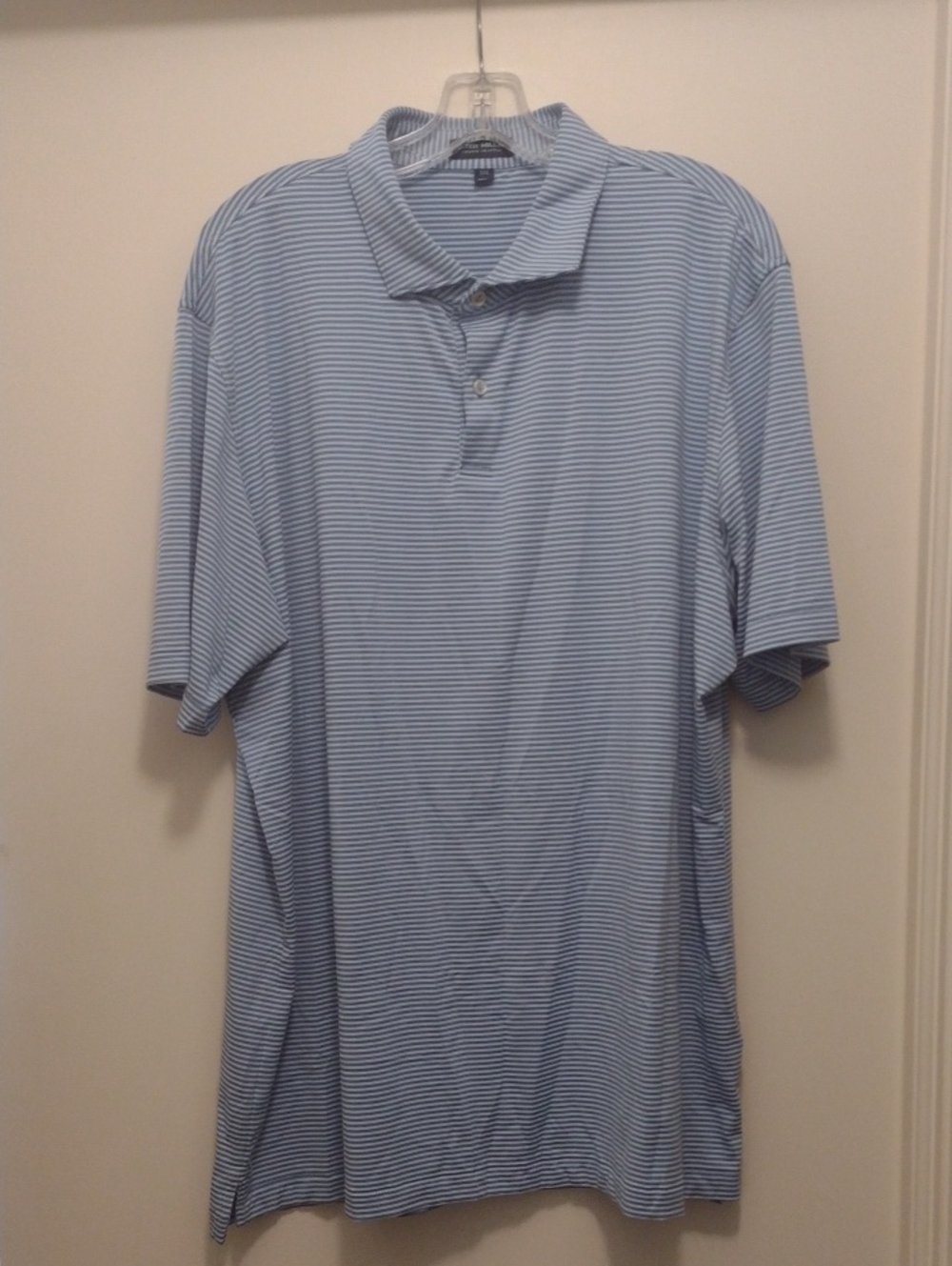 Peter Millar Blue And White Striped Polo (J931)